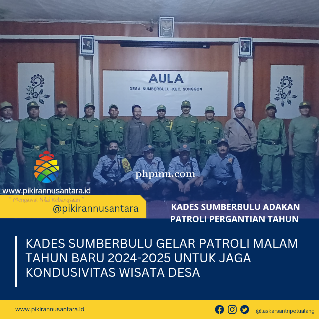 Kades Sumberbulu Bersama Jajaran Gelar Patroli Malam Tahun Baru 2024-2025 untuk Jaga Kondusivitas